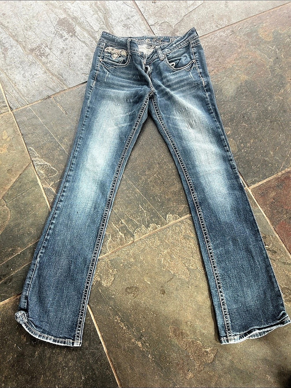 Grace in LA Embellished Bootcut Jeans Blue Waist 11/29